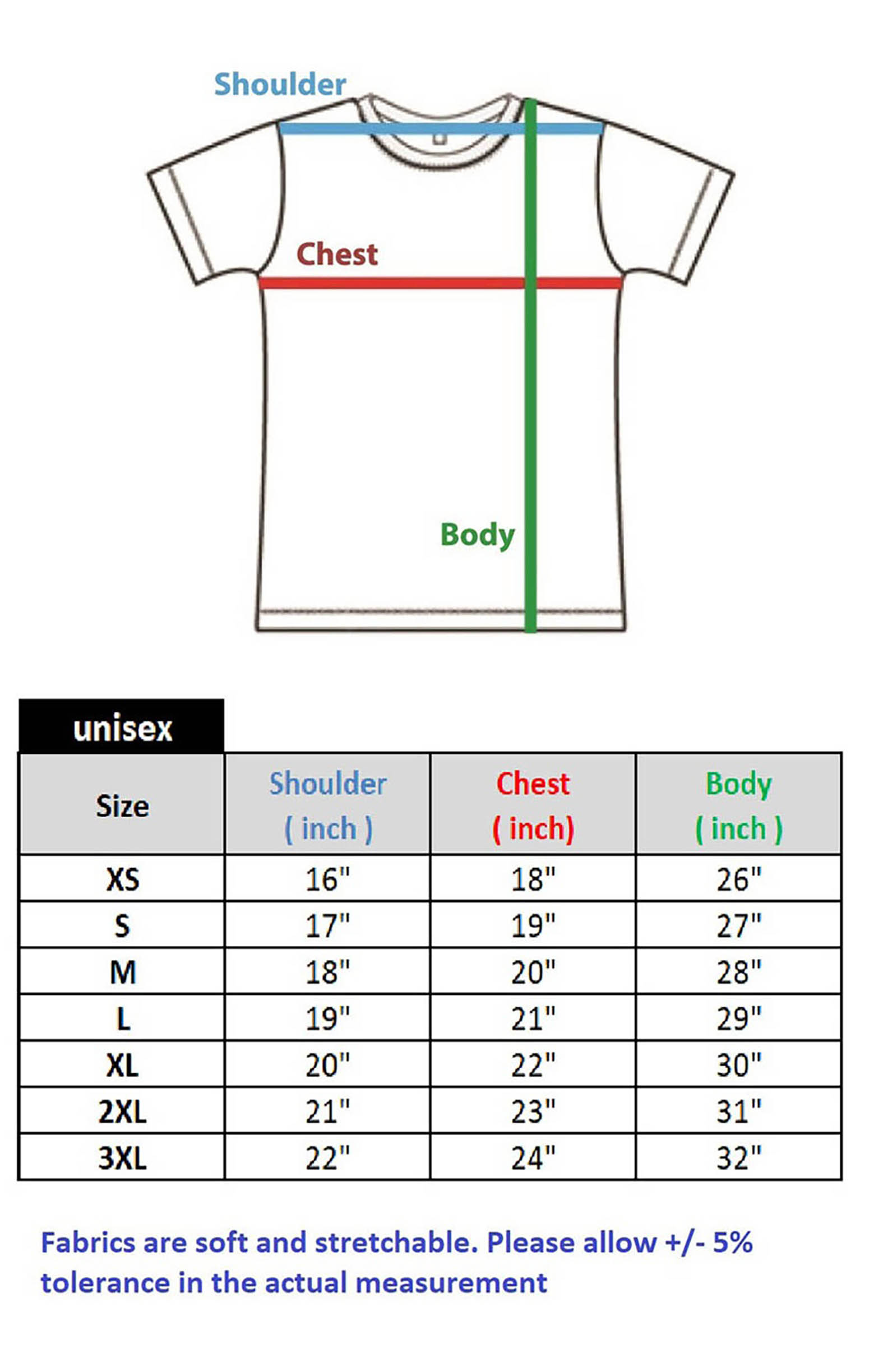 T-shirts Measurement